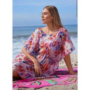 Johnny Was Oversized Silk Blend Summer Days Eyelet Dress Size XS